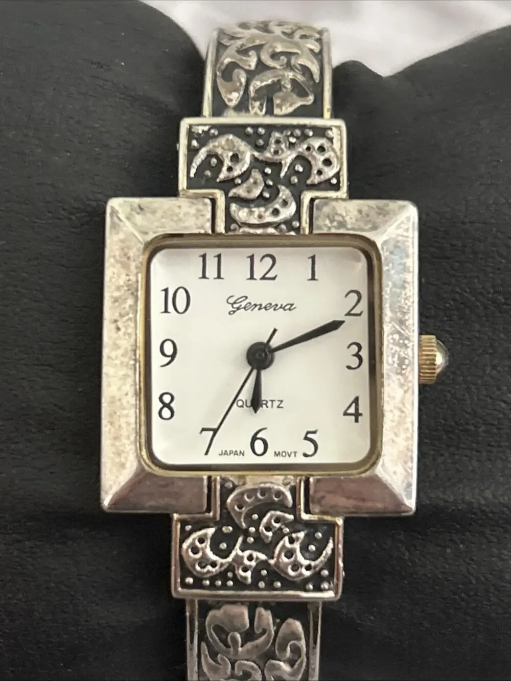 Geneva Silver Tone Women’s Quartz Cuff Watch